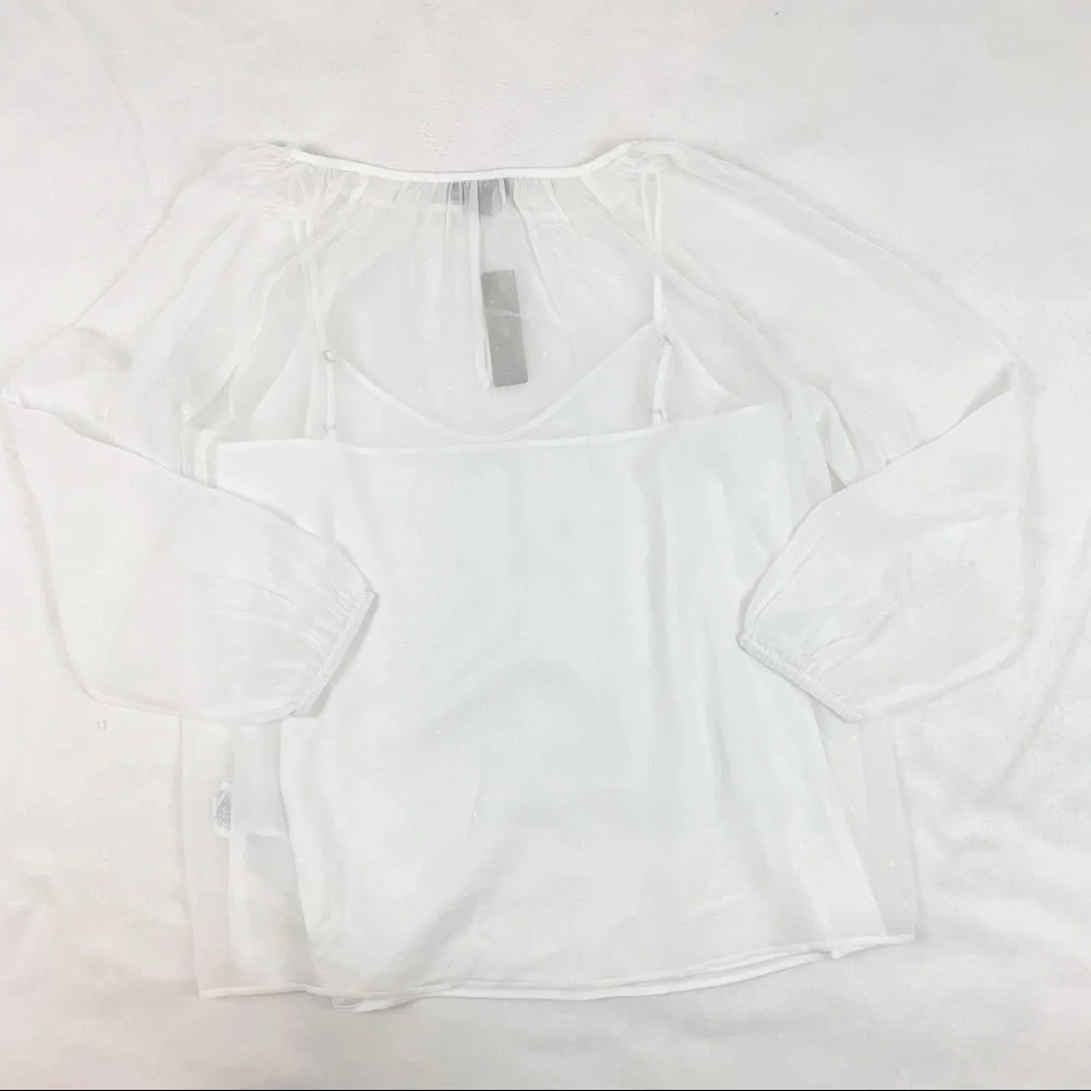Point‎ Sur pin dot chiffon popover blouse